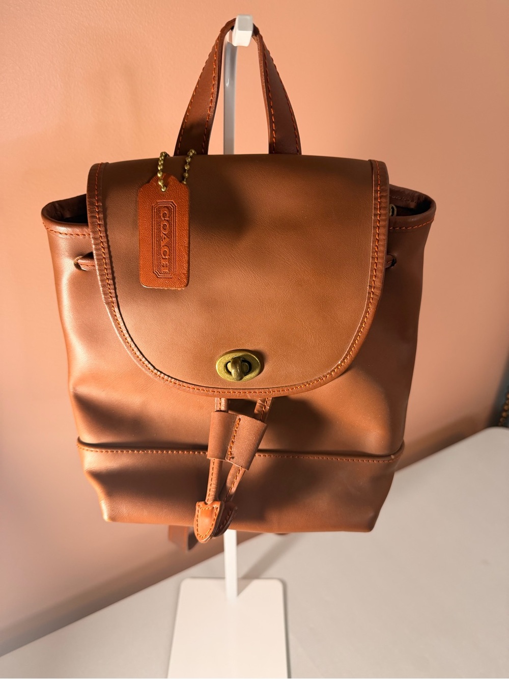 Vintage Coach USA British Tan Leather Backpack | Glove Tanned Leather | - Picture 4 of 4